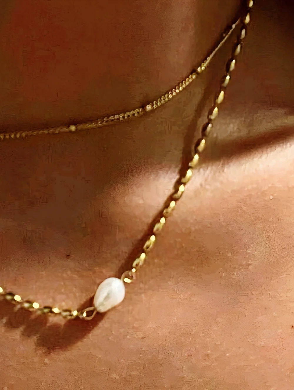 18k gp bean necklace with real freshwater pearl; 15.75" w/a 1.97" extender; nwot - Picture 4 of 10